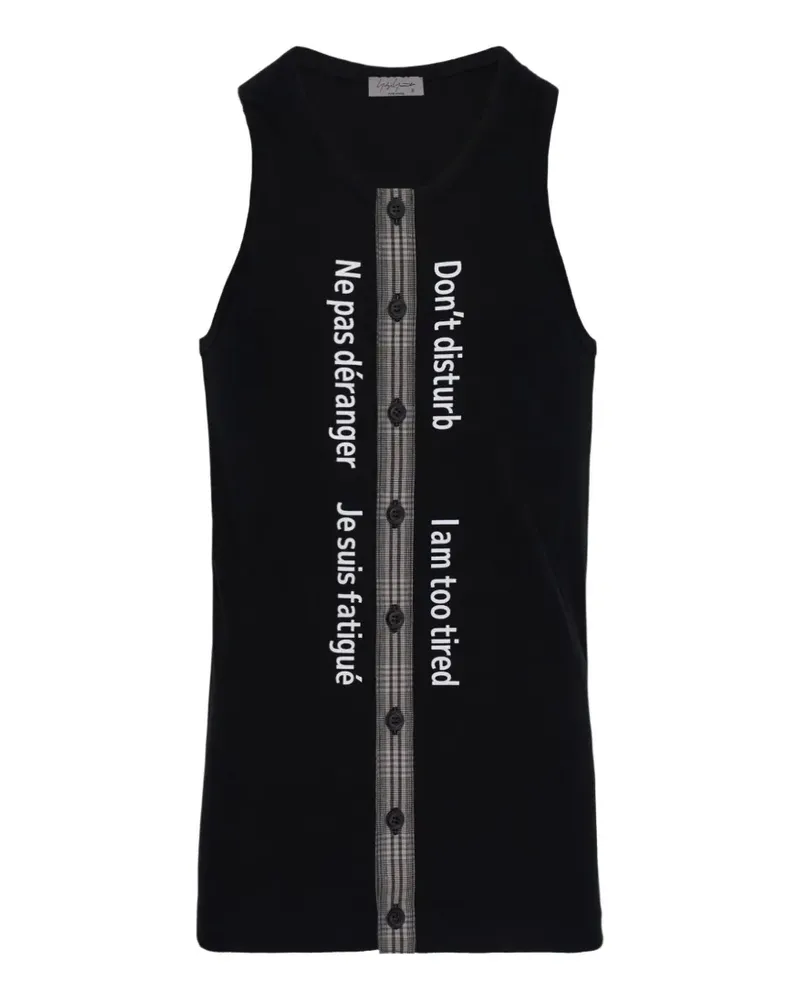 Yohji Yamamoto slogan-print tank top - Schwarz Schwarz