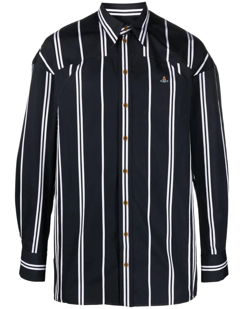 Vivienne Westwood Gestreiftes Hemd mit Logo - Schwarz Schwarz
