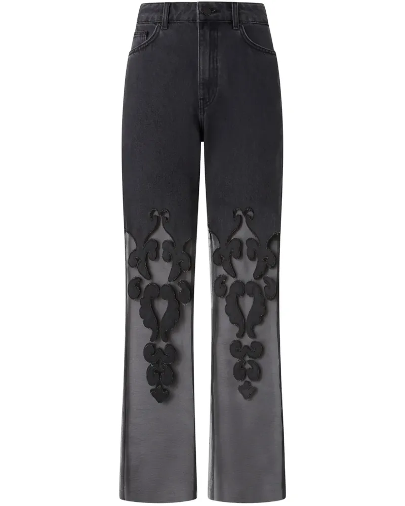 Pinko Jeans mit Kontrasteinsätzen - Schwarz Schwarz