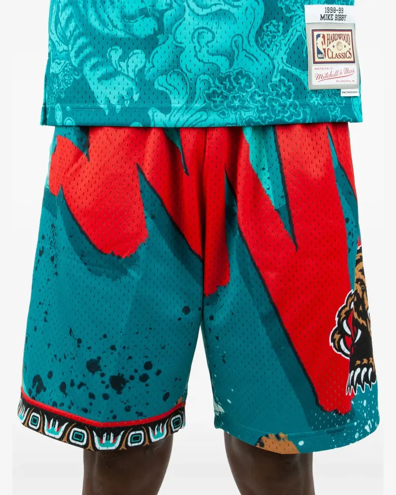 Mitchell & Ness Mesh-Shorts mit Grizzly-Print - Blau Blau