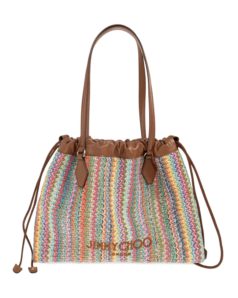 Jimmy Choo zigzag-woven leather-trim tote bag - Braun Braun