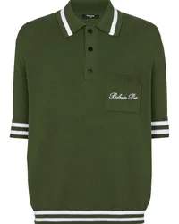 Balmain Gestricktes Signature Poloshirt Grün