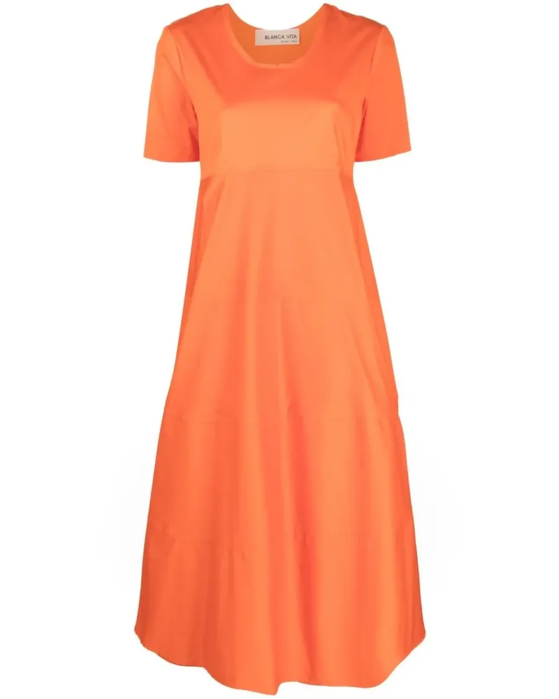 Blanca Gestuftes Kleid mit kurzen Ärmeln - Orange Orange