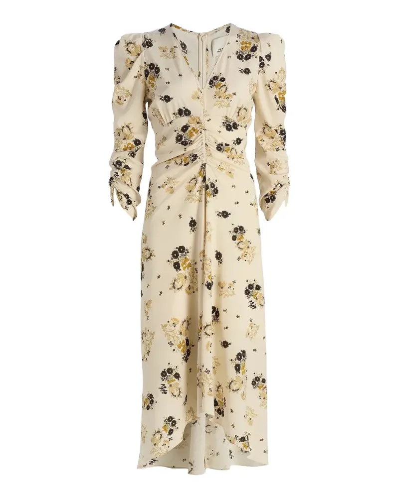 Isabel Marant Albini floral-print ruched midi dress - Nude Nude