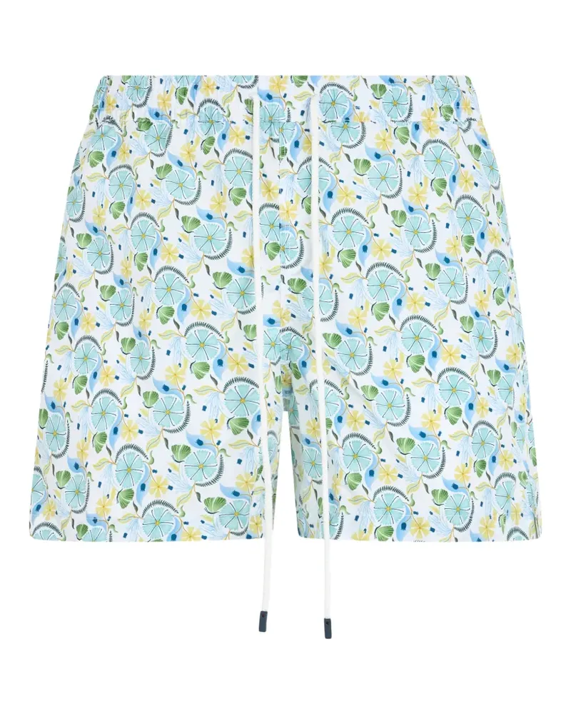 Fedeli floral-print drawstring swim shorts - Weiß Weiß