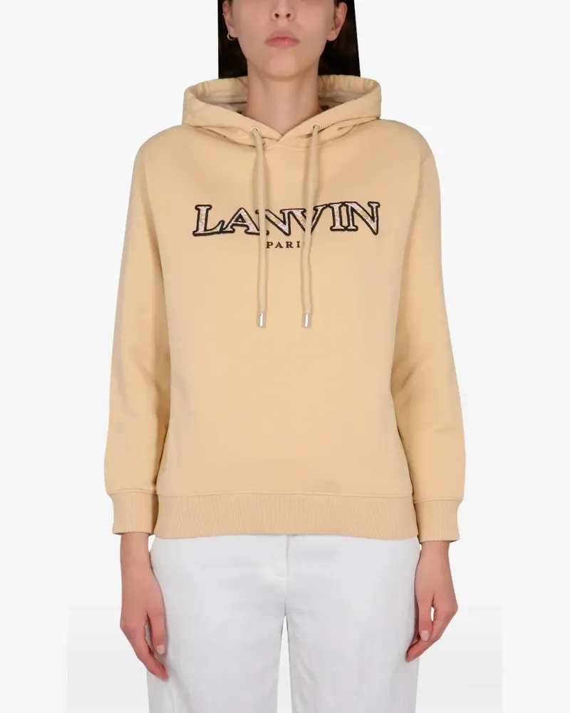 Lanvin logo-embroidered hoodie - Nude Nude