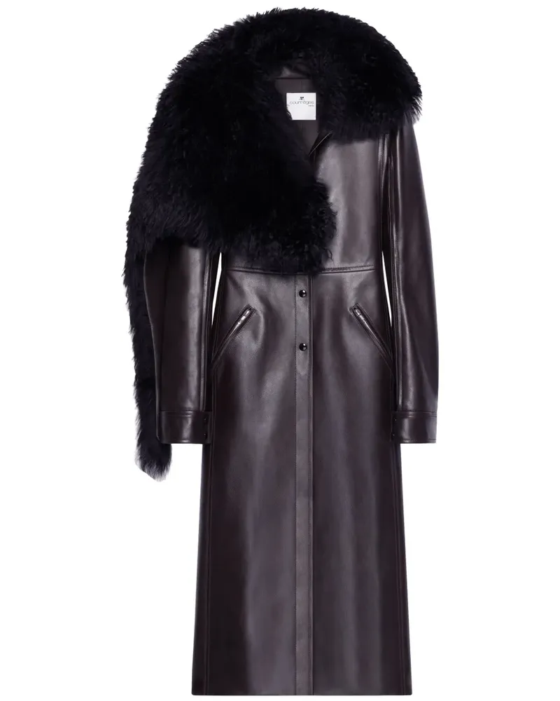 Courrèges Ledermantel mit Shearling-Kragen - Braun Braun