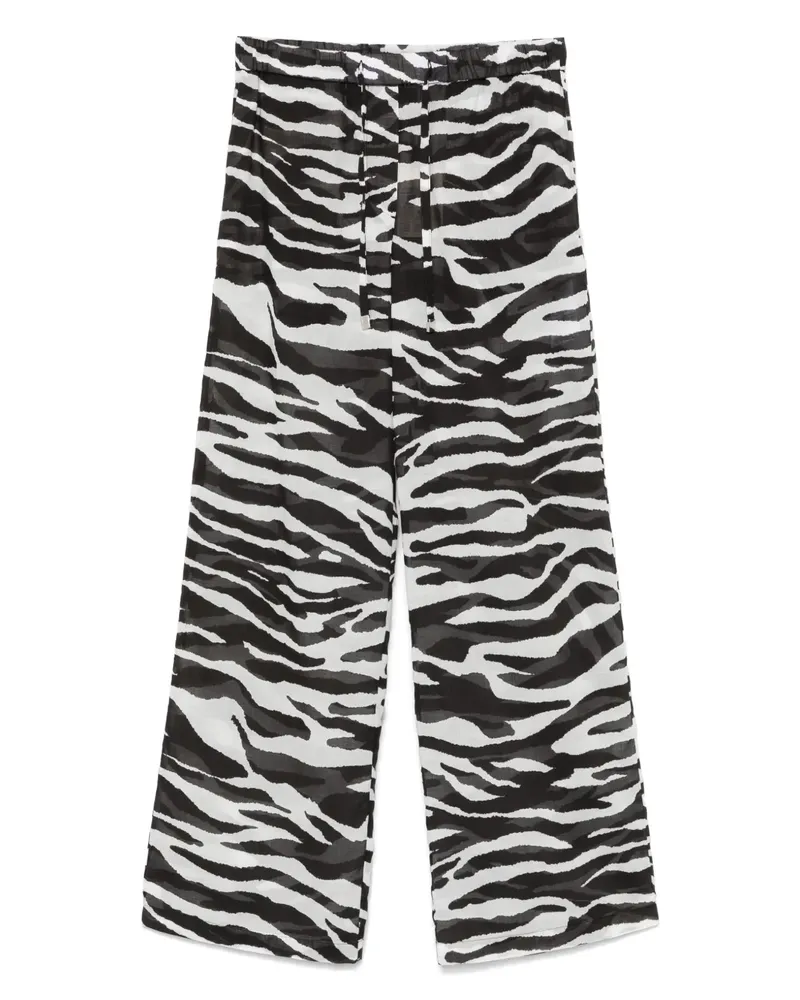 ATTICO Semi-transparente Hose mit Zebra-Print - Schwarz Schwarz