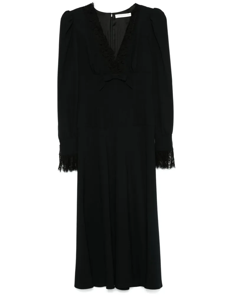 Alessandra Rich Midikleid mit V-Ausschnitt - Schwarz Schwarz