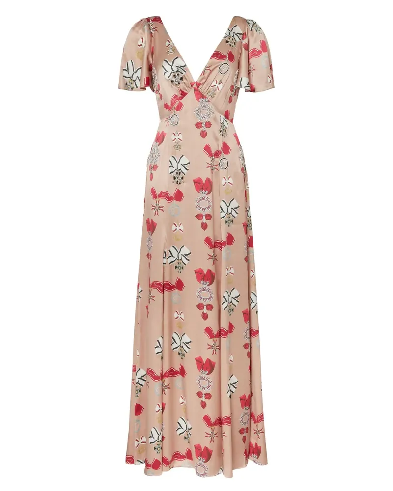 Temperley London Verzierte Reina Seidenrobe mit Print - Rosa Rosa