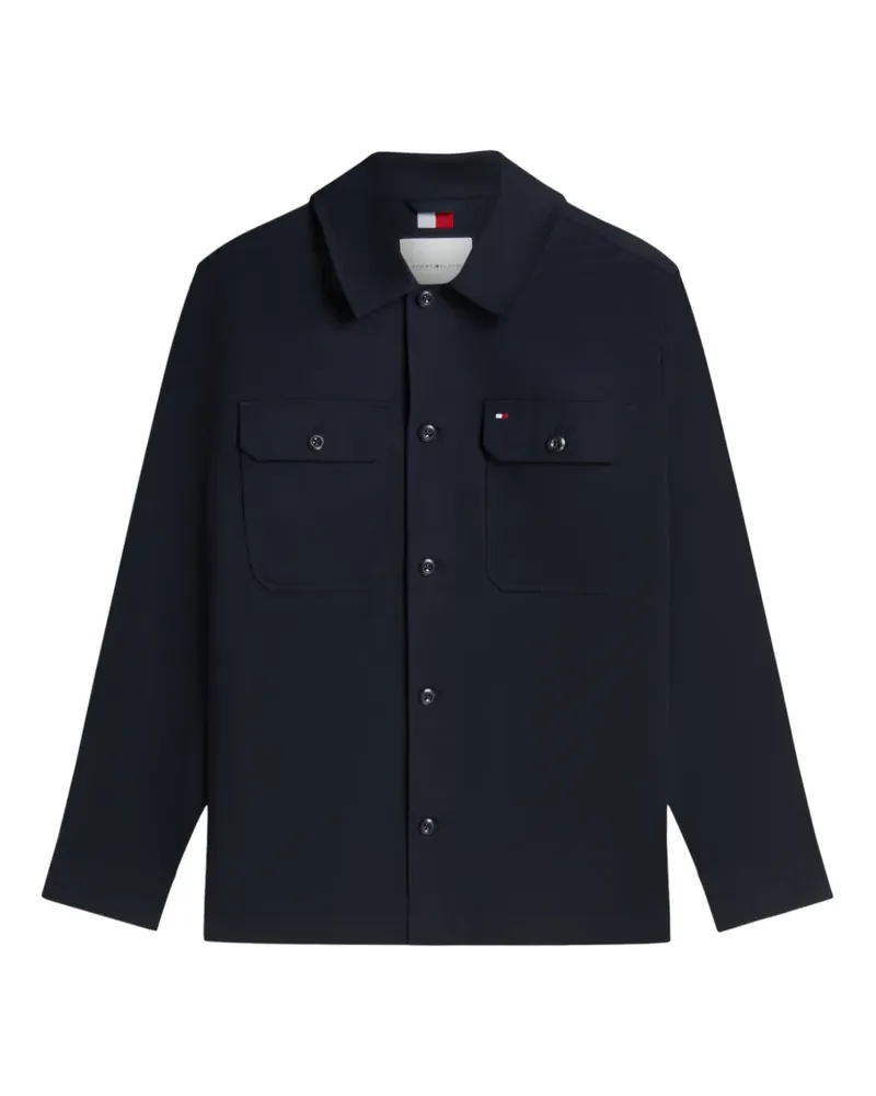 Tommy Hilfiger logo-patch button-up jacket - Blau Blau