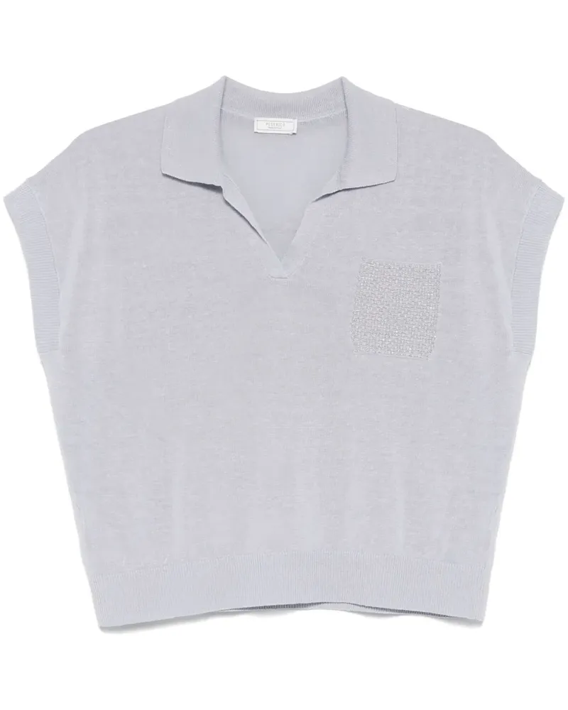 Peserico Poloshirt mit Kettendetail - Blau Blau