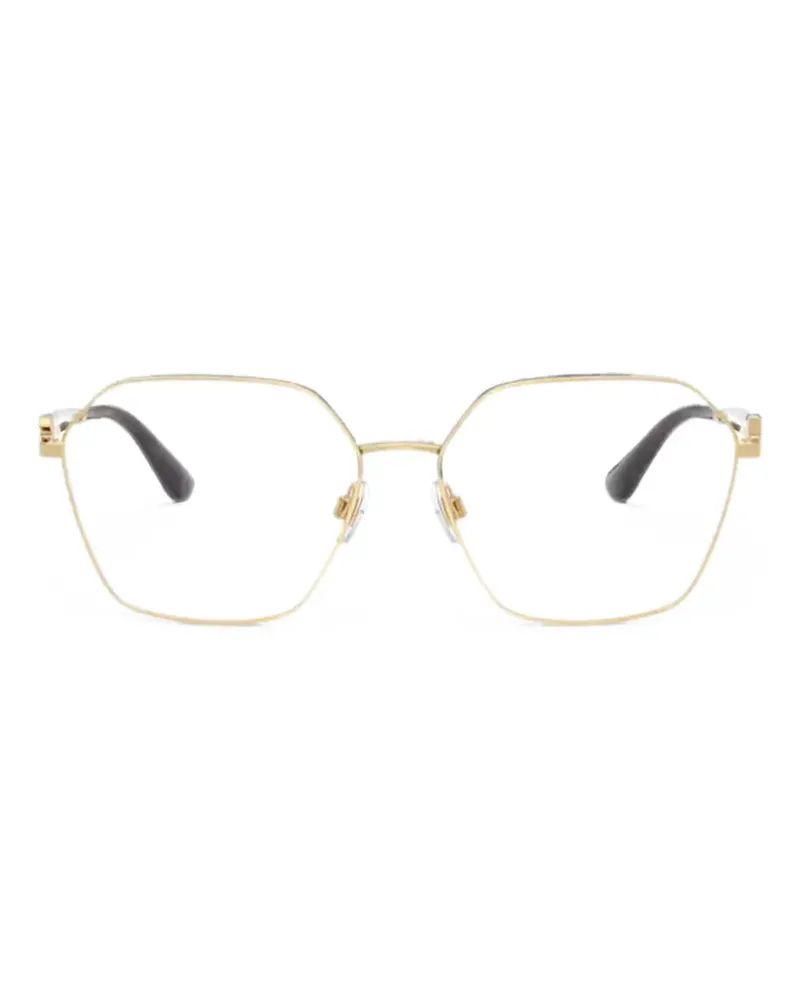 Dolce & Gabbana Brille mit geometrischem Gestell und DG-Logo - Gold Gold
