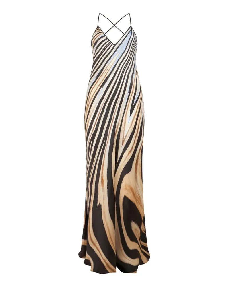 Roberto Cavalli Maxikleid mit Zebra-Print - Schwarz Schwarz