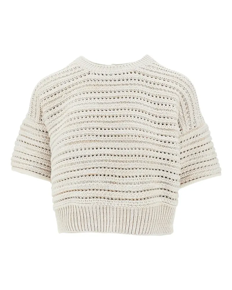 Emporio Armani pointelle-knit top - Nude Nude