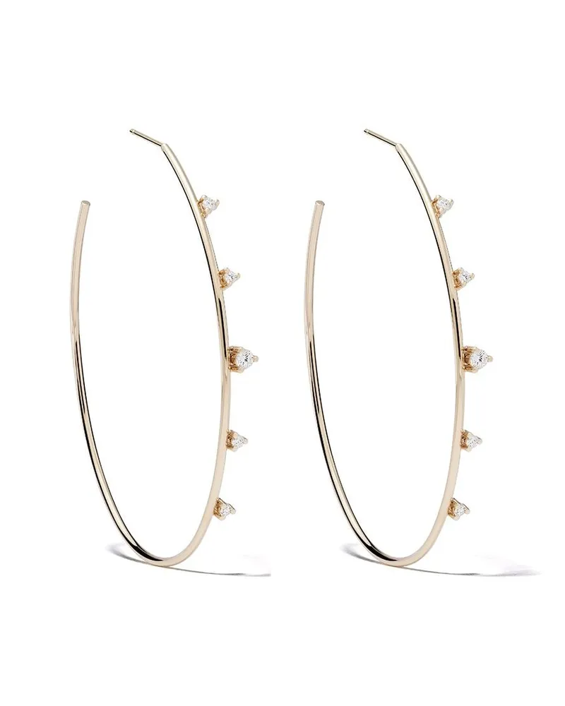 MIZUKI 14kt Goldcreolen mit Diamanten Gold