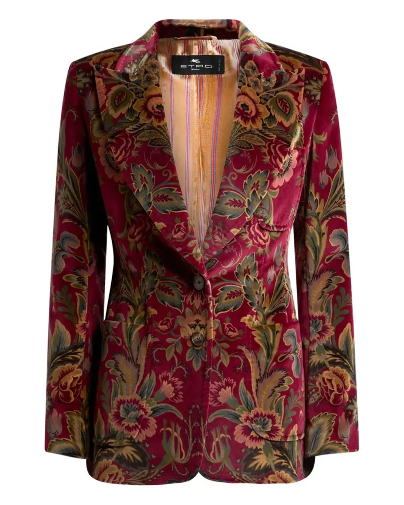 Etro Blazer aus Samt mit Blumen - Rot Rot