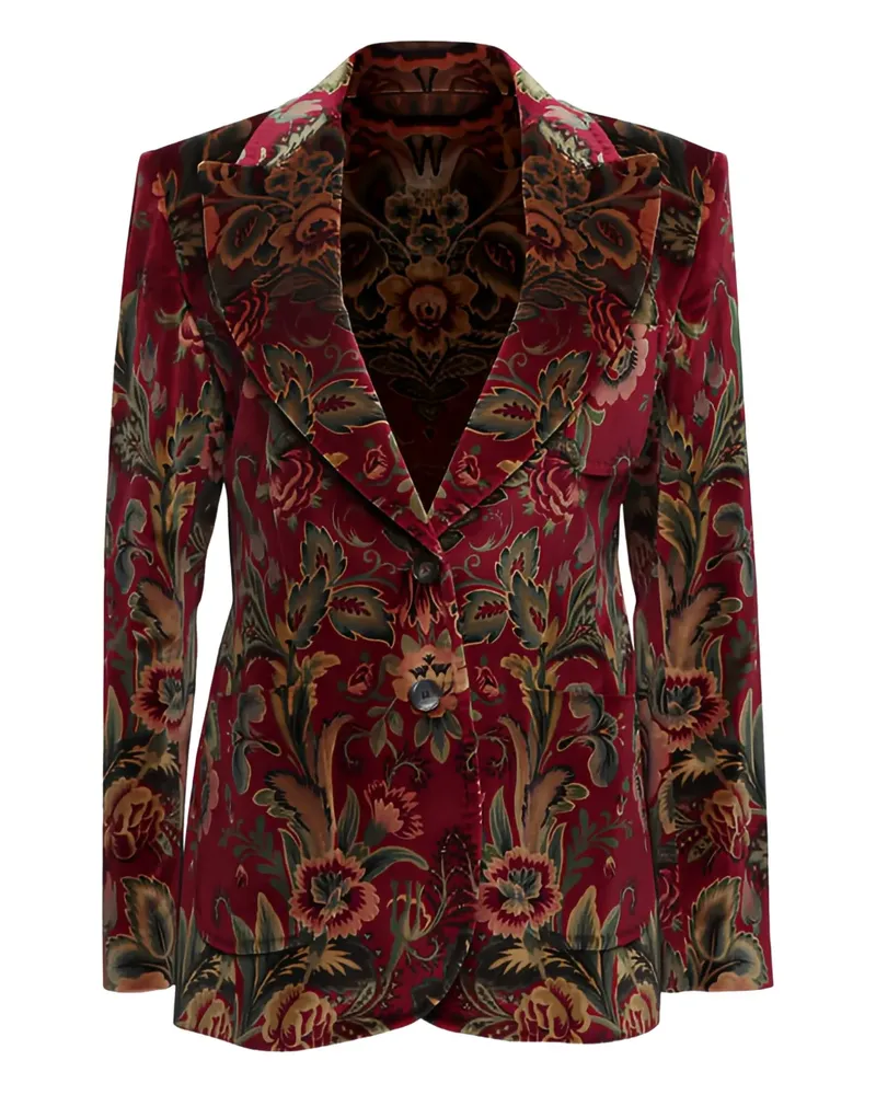 Etro Blazer aus Samt mit Blumen - Rot Rot