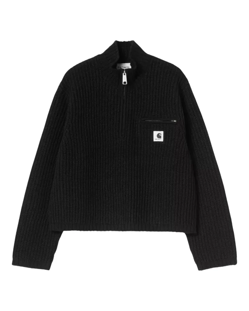 Carhartt WIP Gerippter Detroit Pullover mit kurzem Reißverschluss - Schwarz Schwarz