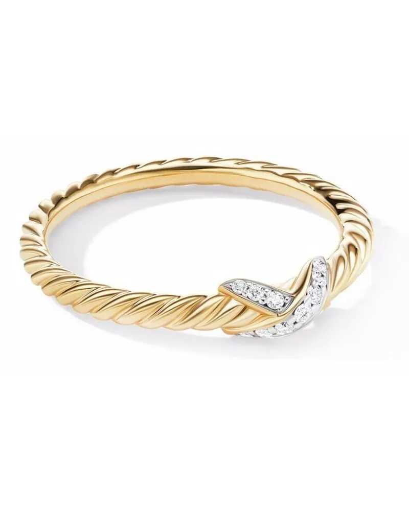David Yurman 18kt Petite X Gelbgoldring mit Diamanten (2,2mm Gold