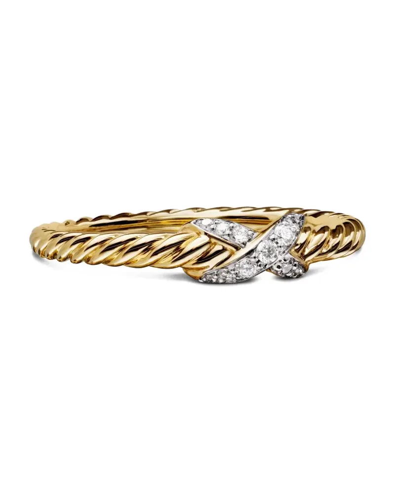 David Yurman 18kt Petite X Gelbgoldring mit Diamanten (2,2mm Gold