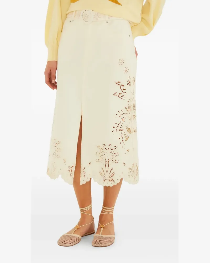 FARM Rio Langer Rock mit Laser-Cuts - Nude Nude