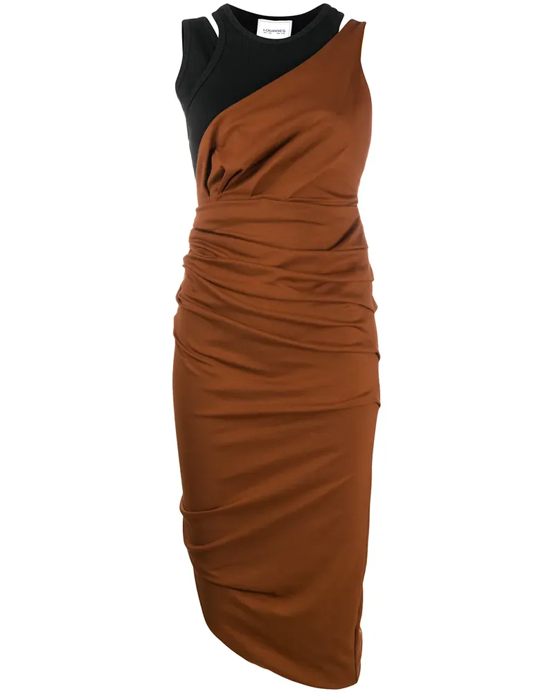 LOURDES New York Gerafftes Abendkleid - Braun Braun