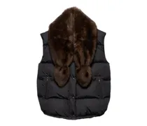 Daunenweste mit Shearling-Logo - Schwarz