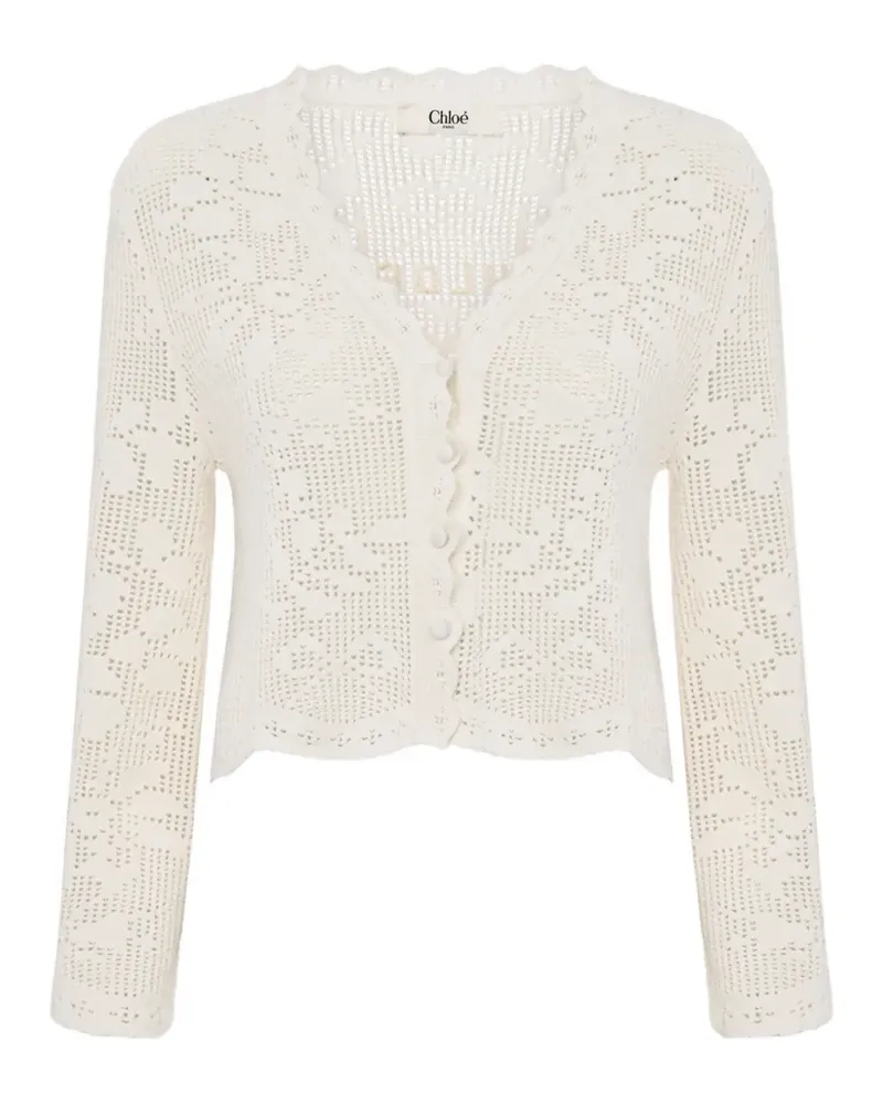 Chloé pointelle-knit cropped cardigan - Weiß Weiß