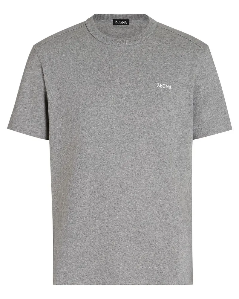 Ermenegildo Zegna T-Shirt mit Logo-Stickerei - Grau Grau