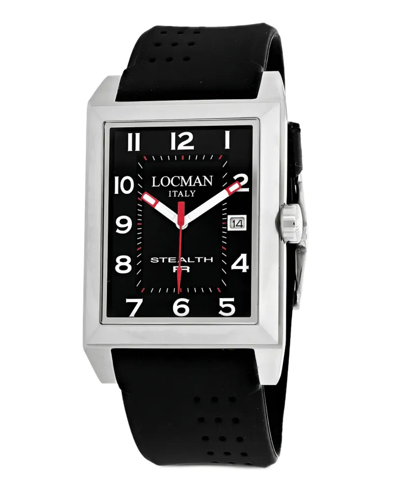 Locman Stealth R rectangle-frame 34mm watch - Schwarz Schwarz