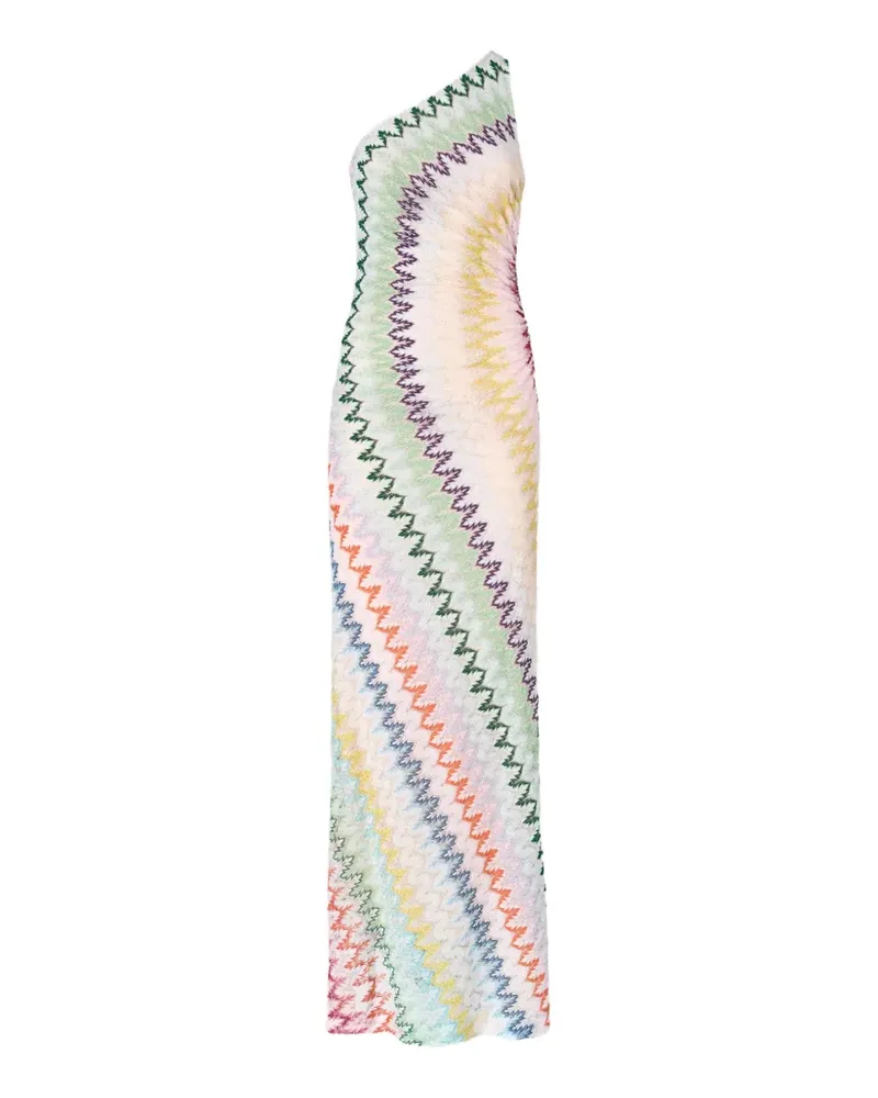 Missoni One-Shoulder-Maxikleid mit Zickzackmuster - Nude Nude