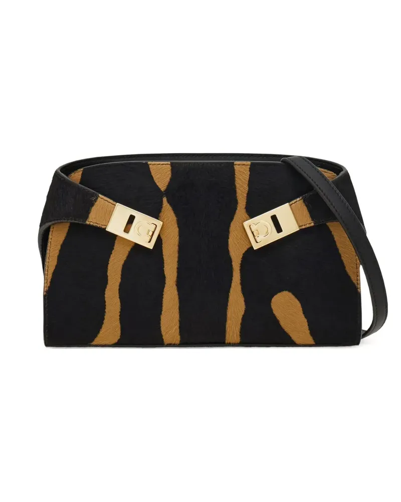 Ferragamo mini Hug zebra-print cross body bag - Schwarz Schwarz