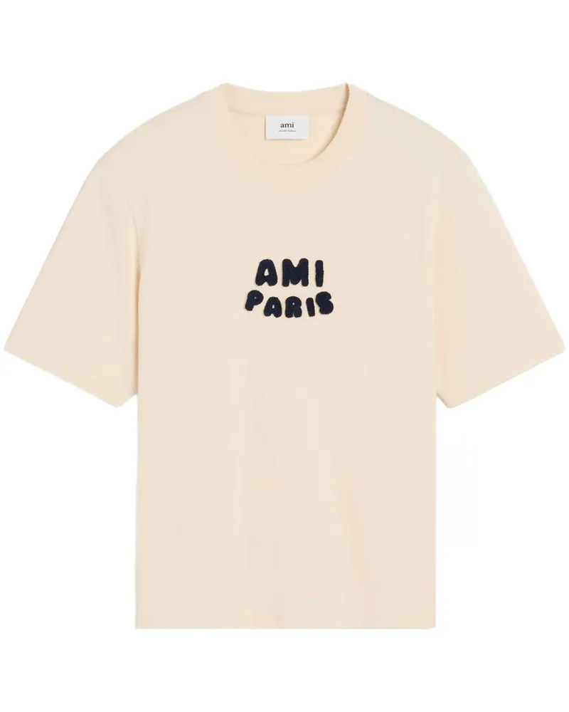 AMI Paris T-Shirt mit Logo-Patch - Nude Nude