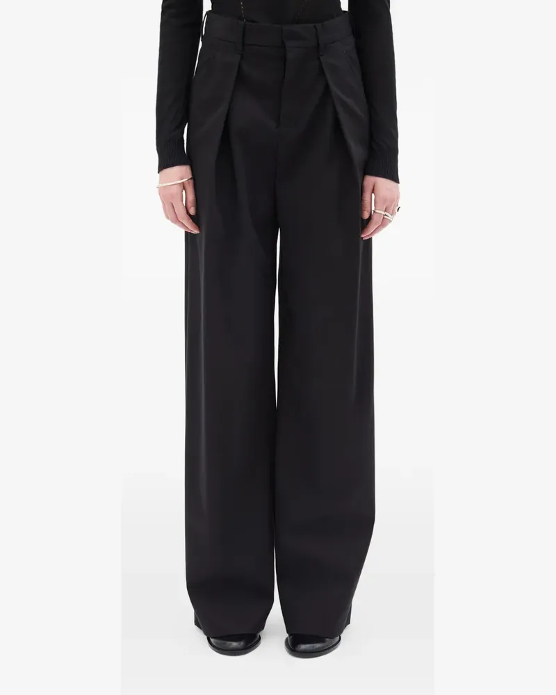 Ann Demeulemeester twill pleated trousers - Schwarz Schwarz