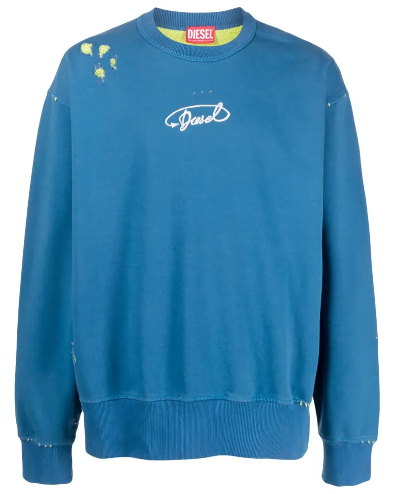 Diesel Sweatshirt im Distressed-Look - Blau Blau