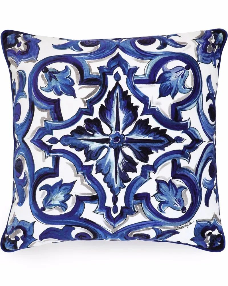 Dolce & Gabbana Mediterraneo Kissen mit Samtbesatz - Blau Blau