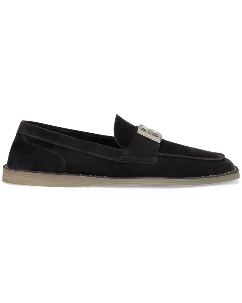 Dolce & Gabbana Loafer aus Wildleder mit Logo - Blau Blau