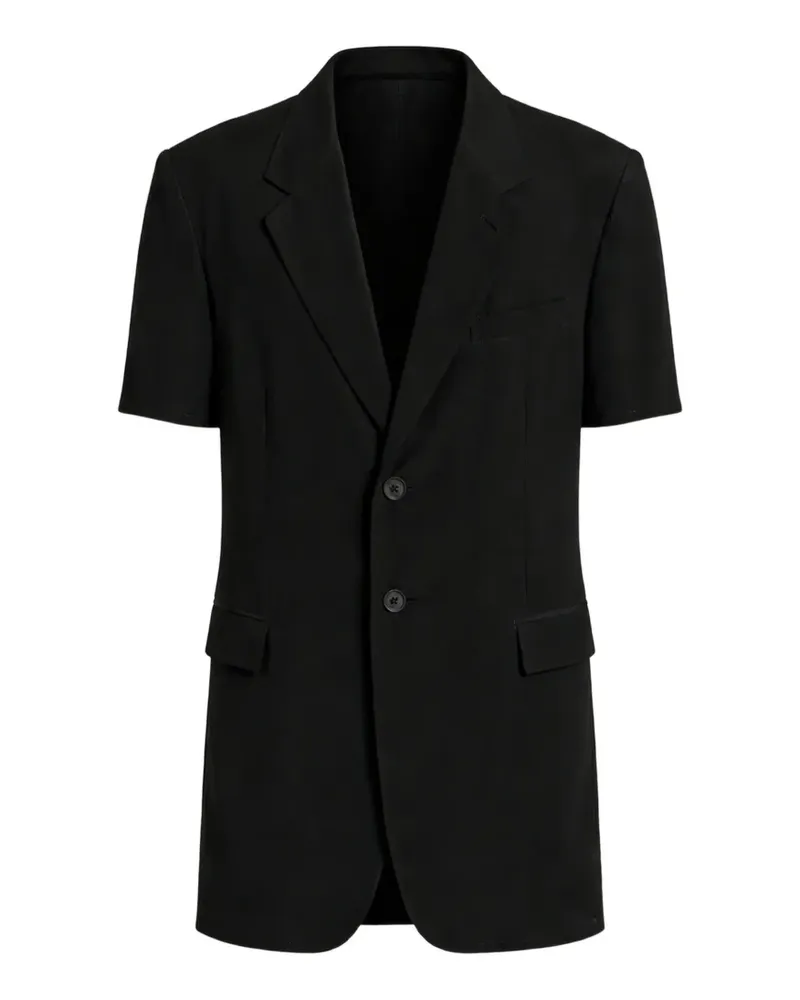Yohji Yamamoto short-sleeve notched-lapels jacket - Schwarz Schwarz