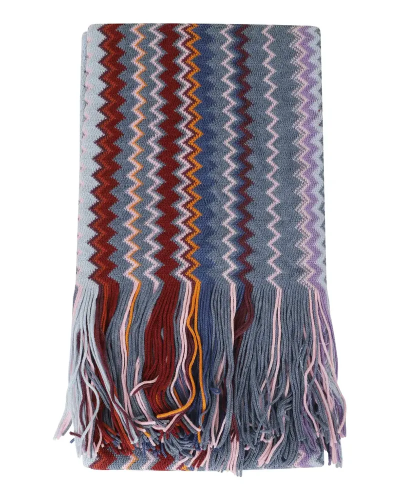 Missoni zigzag-knit fringed scarf - Grau Grau
