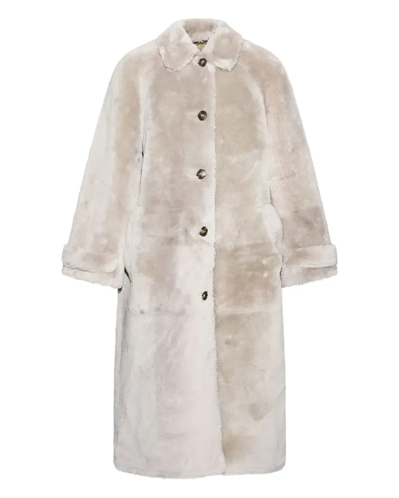 Yves Salomon lamb-fur single-breasted coat - Nude Nude