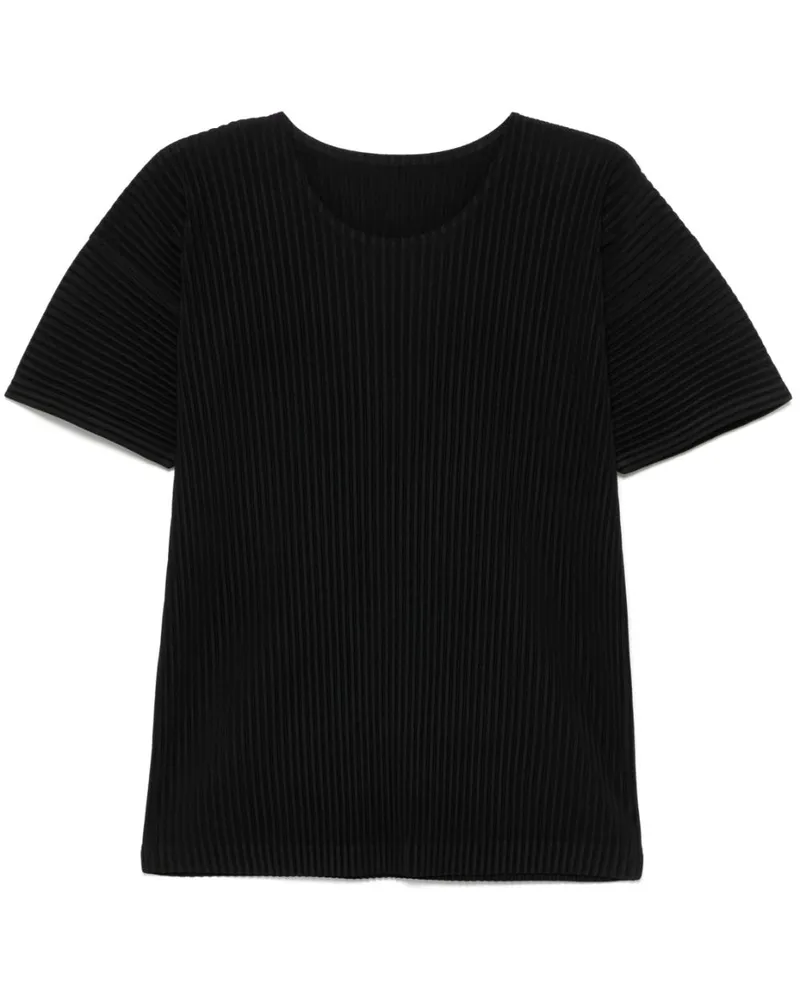 Issey Miyake Plissiertes T-Shirt - Schwarz Schwarz