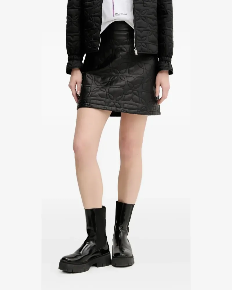 HUGO BOSS Leder-Minirock mit gesteppten Blumen - Schwarz Schwarz
