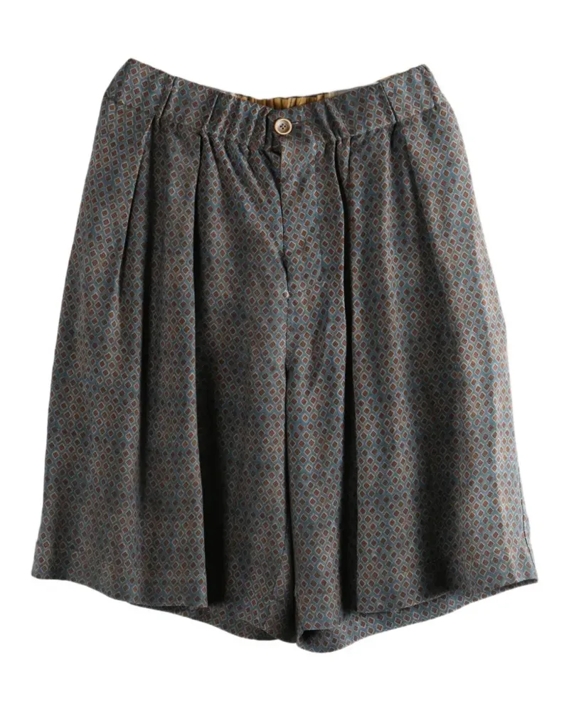 Uma Wang Geometrisch gemusterte Shorts mit Falten - Grau Grau
