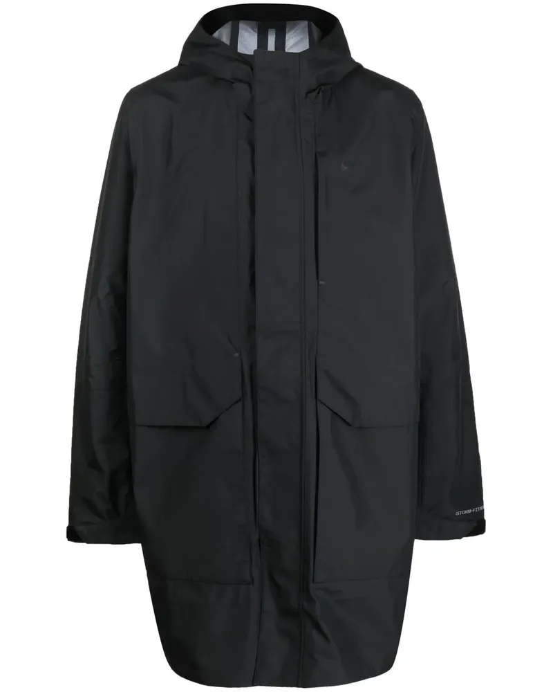 Nike Langer Kapuzenmantel - Schwarz Schwarz