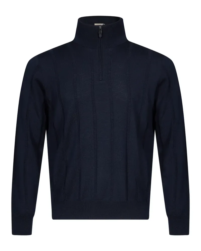 Canali quarter-zip vertical-ribbed sweater - Blau Blau