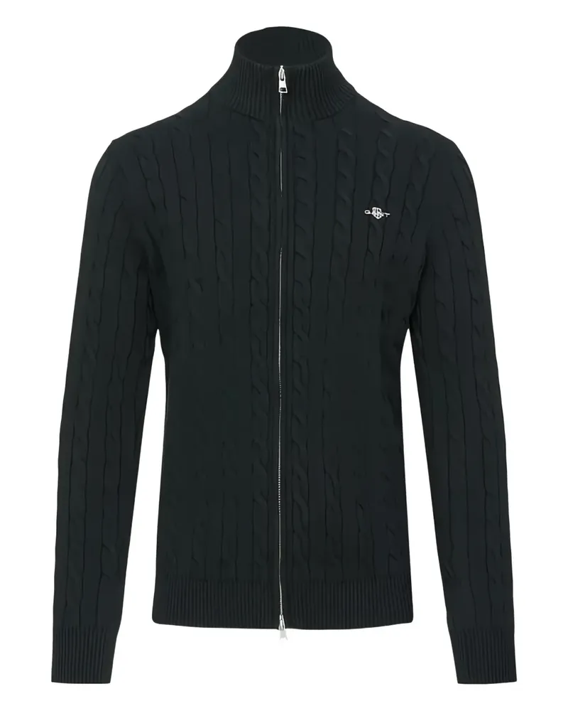 Gant Cable Cardigan mit Reißverschluss - Schwarz Schwarz
