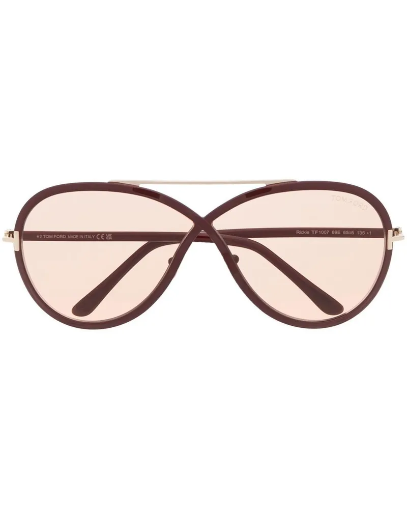 Tom Ford Runde Sonnenbrille im Oversized-Look - Rot Rot