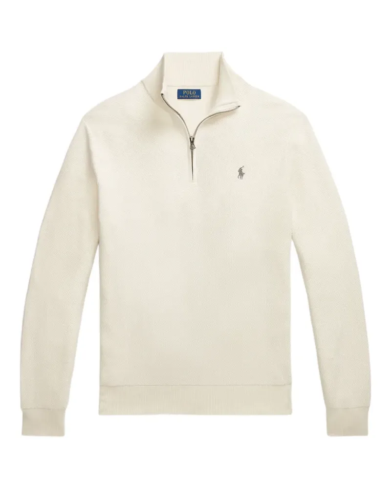 Ralph Lauren Bestickter Pullover mit Viertelreißverschluss - Nude Nude