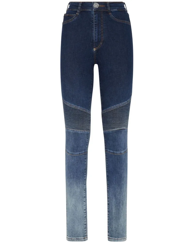 Philipp Plein Skinny-Jeans mit Logo-Patch Blau